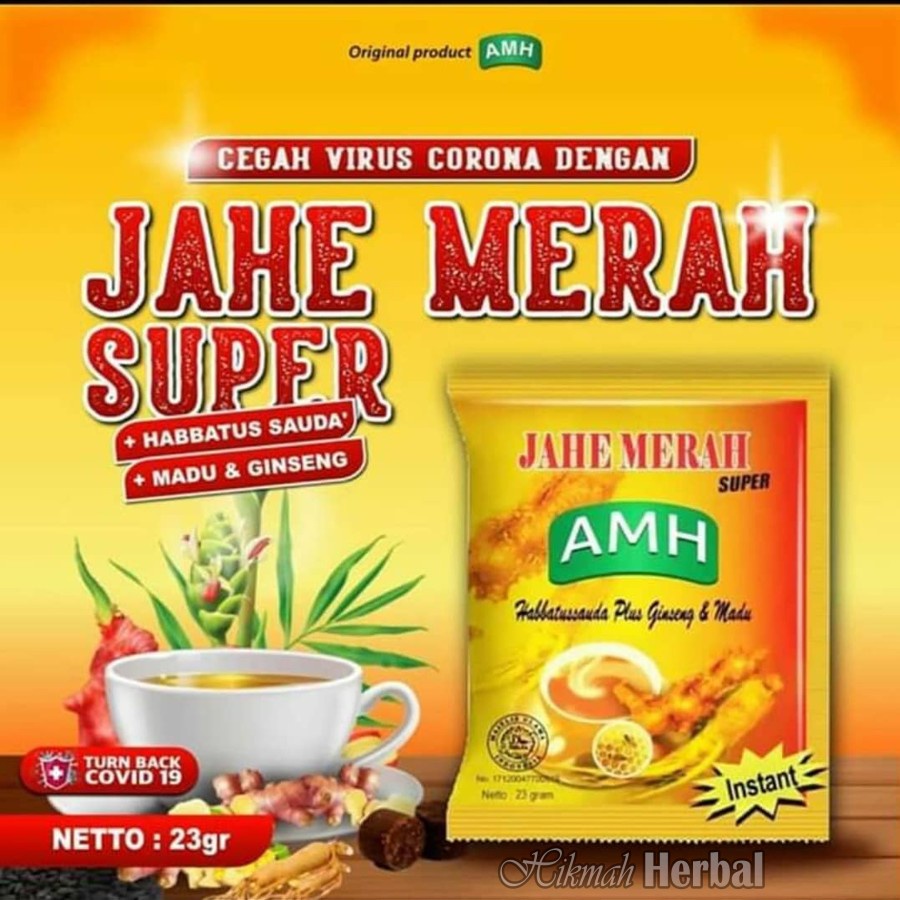 

Jahe Merah Super AMH Amanah Habbatusauda Plus Ginseng Dan Madu Sachet