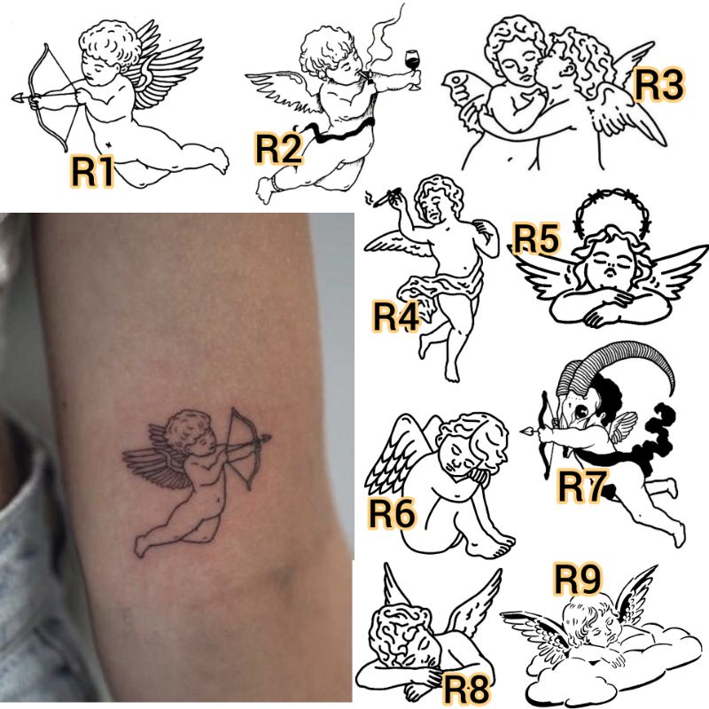 Tato Temporer Angel Malaikat Peri Kecil Aesthetic Tatto stiker  - R