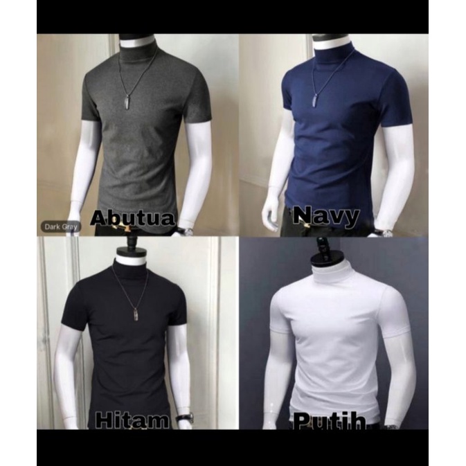 Turtleneck Lengan Pendek Pria Baju sweater Pria