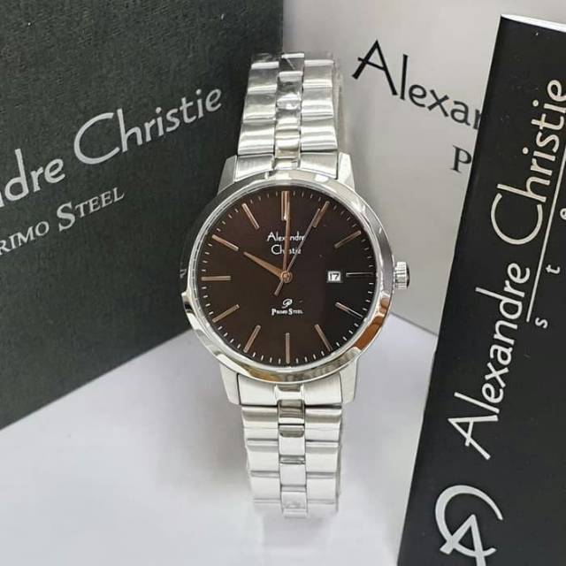 ALEXANDRE CHRISTIE AC 1007 WANITA SILVER BLACK ORIGINAL