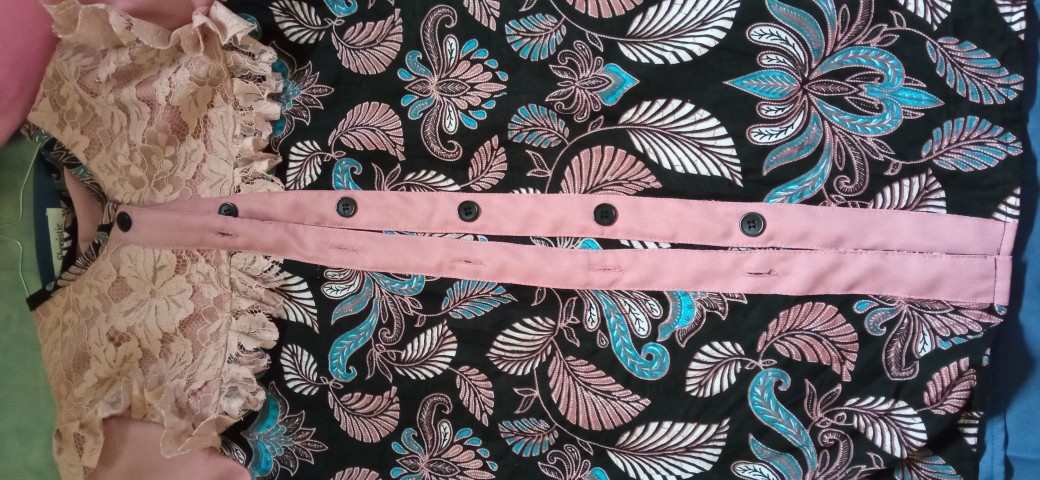 Ori Atasan Blus Batik Wanita Modern Halus Dolby Kombinasi Brokat Polos