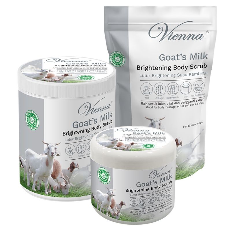 VIENNA Body Scrub Goat's Milk 1KG - POUCH | Lulur Susu Kambing