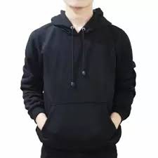 Sweater hoodie jumper polos hitam murah