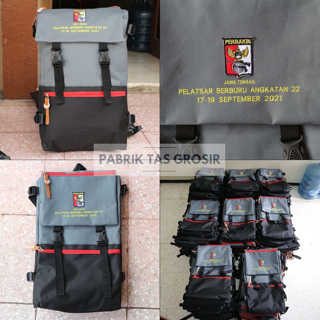 PESANAN GROSIR TAS SANO DISTRO ABU HITAM BORDIR PERBAKIN JAWA TENGAH TAS SOUVENIR SEMINAR PROMOSI