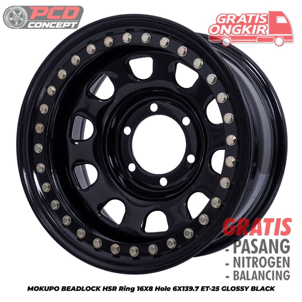 VELG MOBIL BESI R16 HARTOP HILUX TRITON PAJERO HSR BEADLOCK MOKUPO R16 HITAM