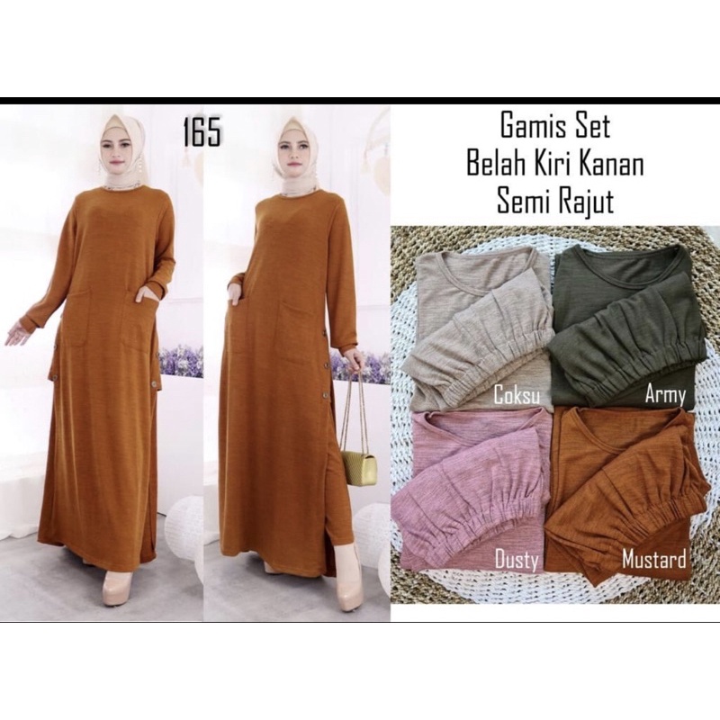 setelan gamis satu set bahan rajut 5700/ one set panjang / gamis muslim / gamis wanita / pakaian wan