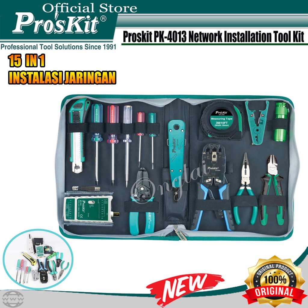 Pro'sKit - Pro'sKit Peralatan Instalasi Jaringan   Pk-4013 15 In 1 Kit Alat Instalasi Jaringan   Net