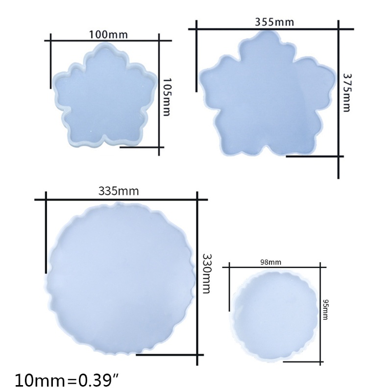 SIY  5 Pcs/Set Coaster Tray Epoxy Resin Mold Cup Mat Pad Silicone Mould DIY Crafts Decorations Casting Tool
