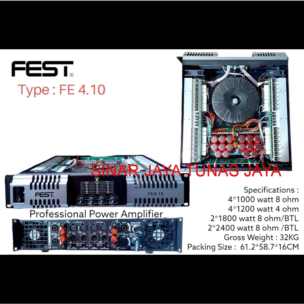 QP394 Baru POWER AMPLI FEST FE 4.10 4 CANNEL FE-4.10 termurah