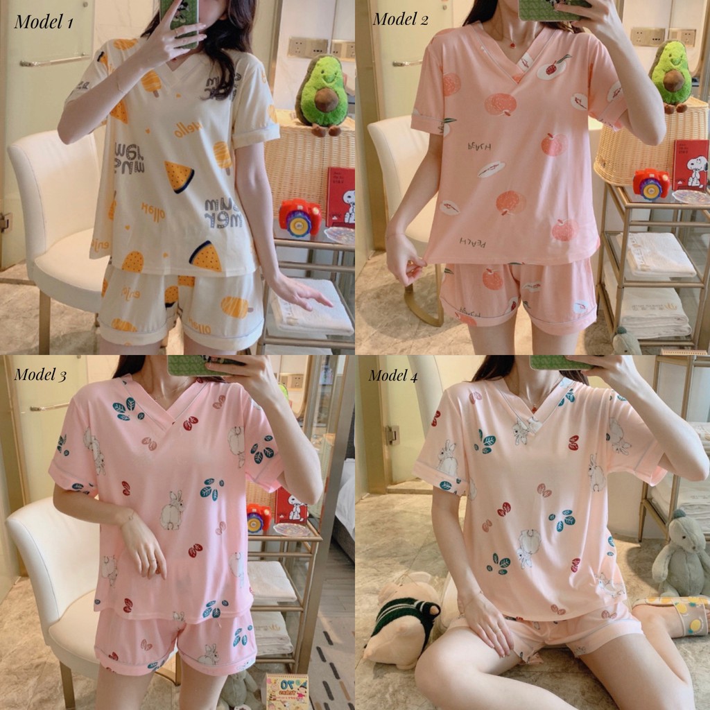 Baju tidur / piyama / baju santai import korea premium quality BTB019-1