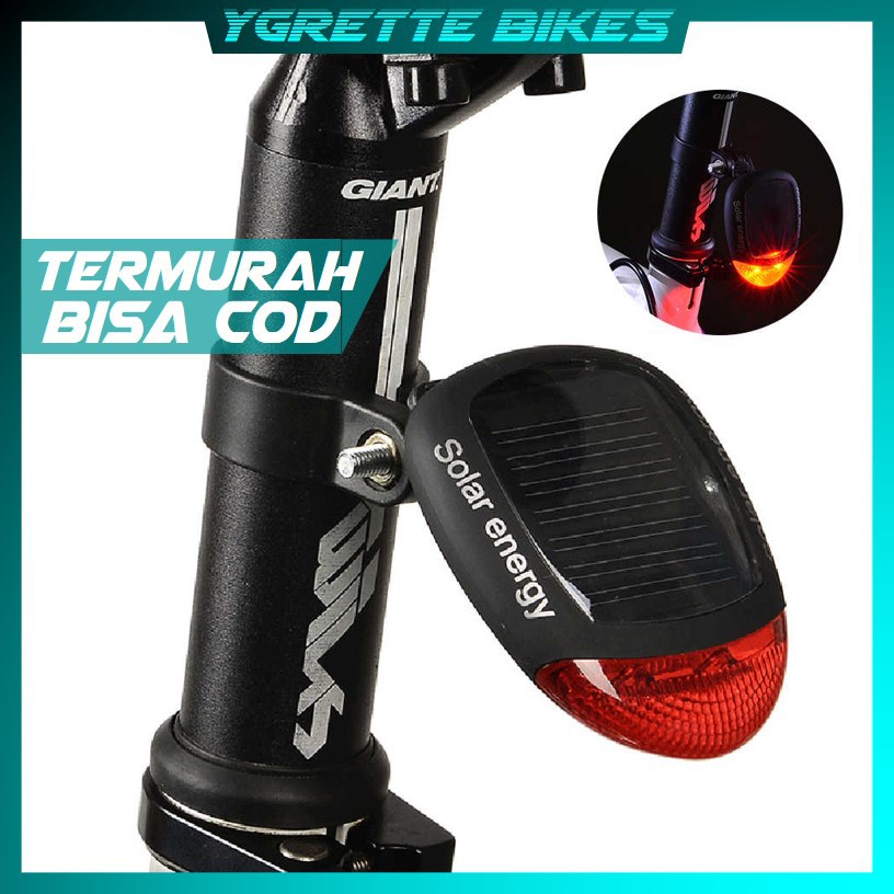 YGRETE - Solar Bicyle Taillight Warning Light / Lampu Rambu Sepeda - 909 - Black Elegan