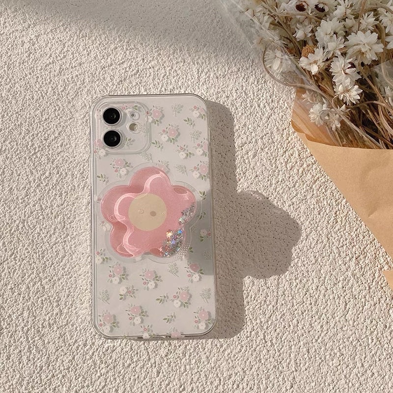 Transparant Floral with Flower Holder Softcase iphone 7/8+ XS XS Max XR 11 Pro Max 12 Pro Max