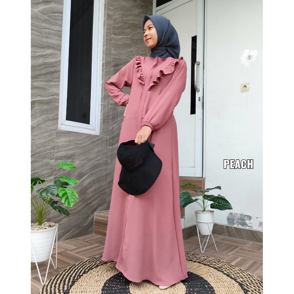 Gamis Livy Crinkle Airflow / Gamis Crinkle Rumbai Depan / Gamis Crinkle Premium