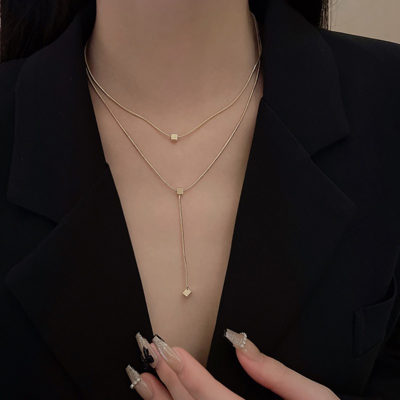 Kalung Rantai Klavikula Model Double Layer Untuk Aksesoris