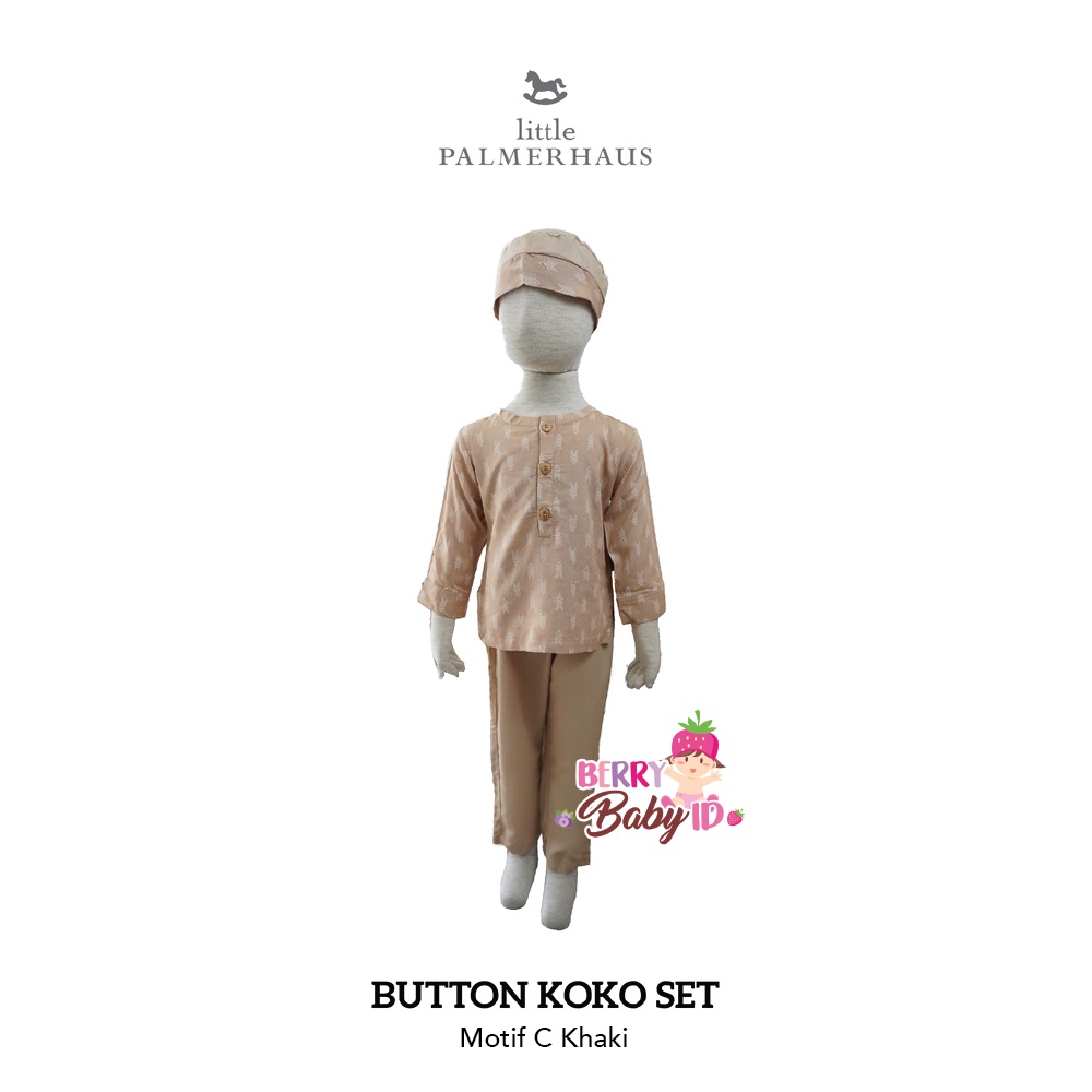 Little Palmerhaus Button Koko Set Baju Koko Celana Setelan Anak Muslim Berry Mart