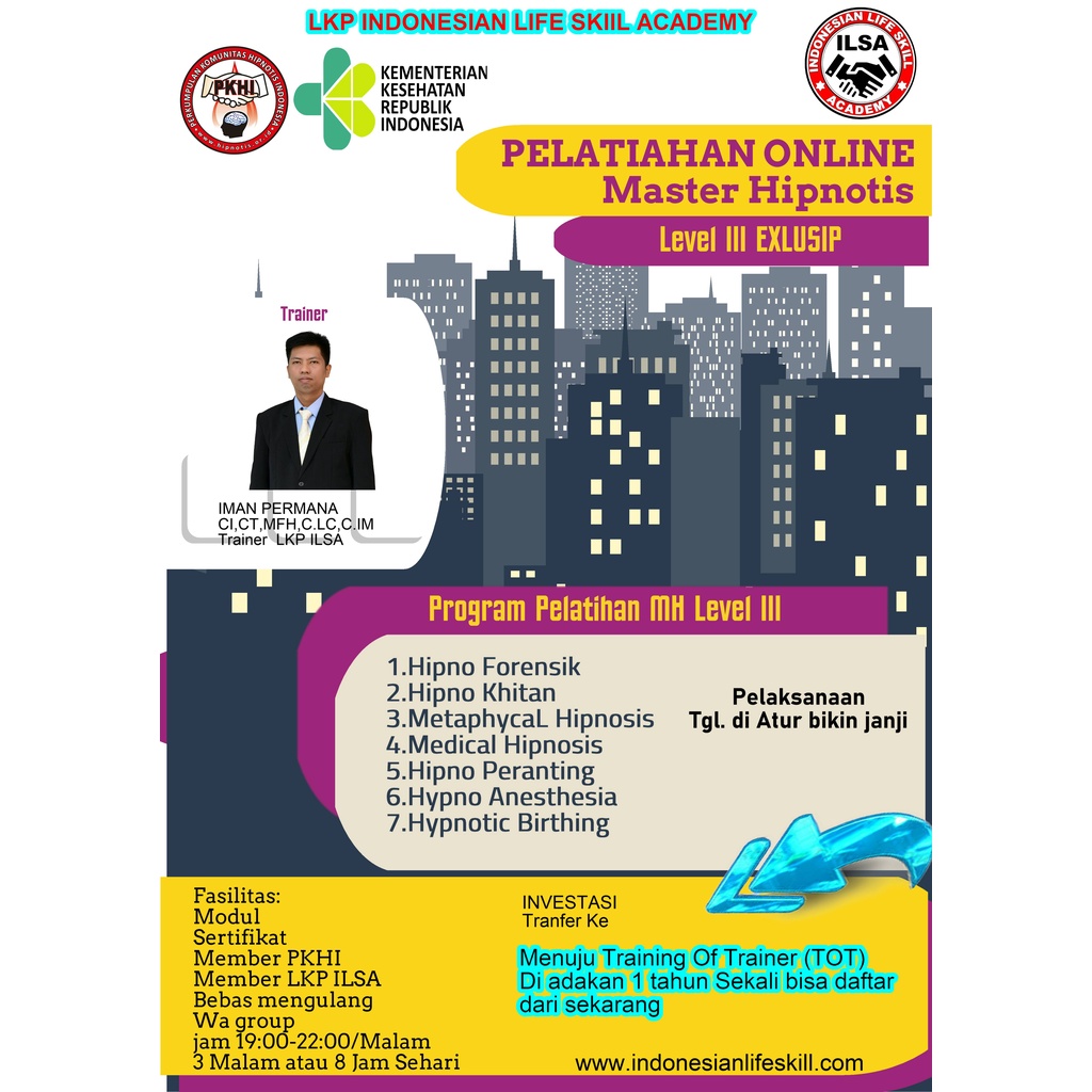 

Paket SERTIFIKAT MASTER HIPNOTIS Level 3