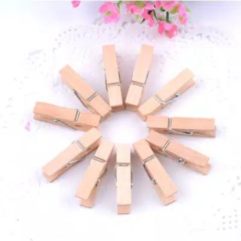 Klip Jepit Foto Mini Bahan Kayu Uk. 35mm Wooden Clip Pack Isi 50pcs perpack Murah