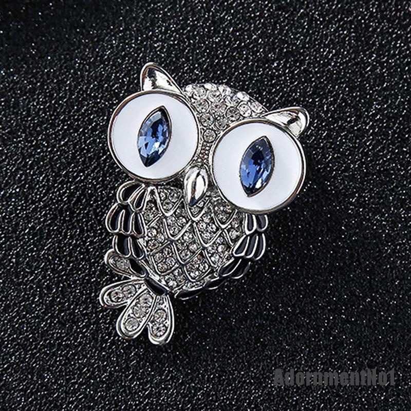 (Adornmentno1) Bros Pin Bentuk Burung Hantu Natal Bahan Alloy Hias Berlian Imitasi Untuk Wanita