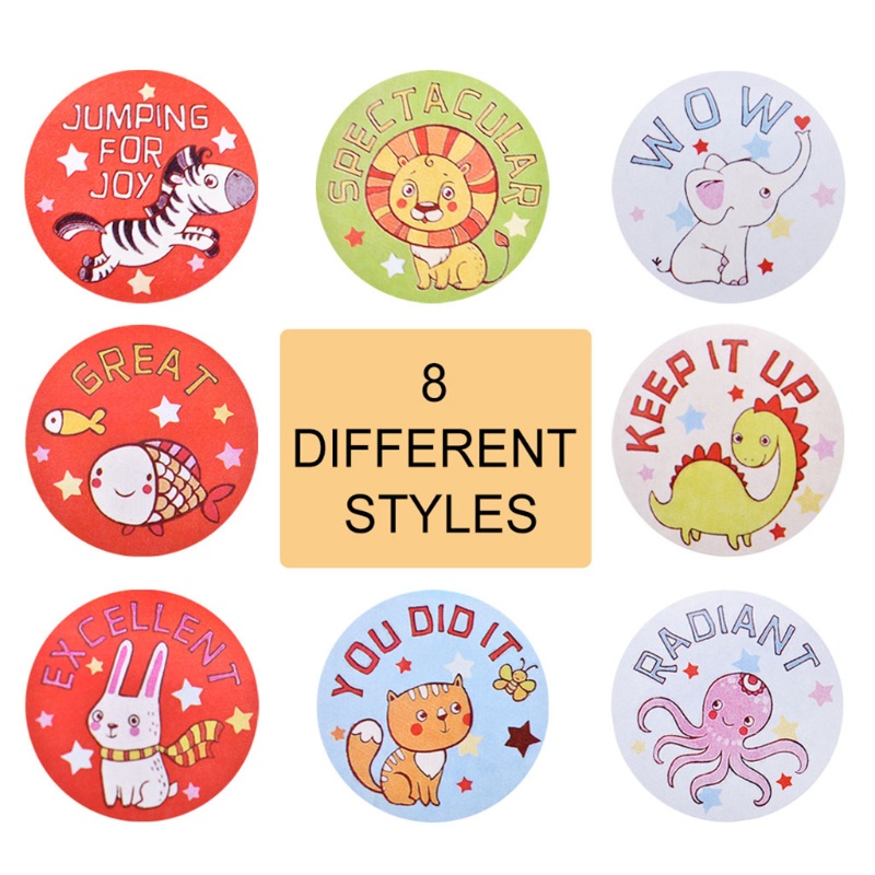 Mary 500Pcs Stiker Hadiah Kartun Hewan Siswa Motivasi Stiker Dorongan