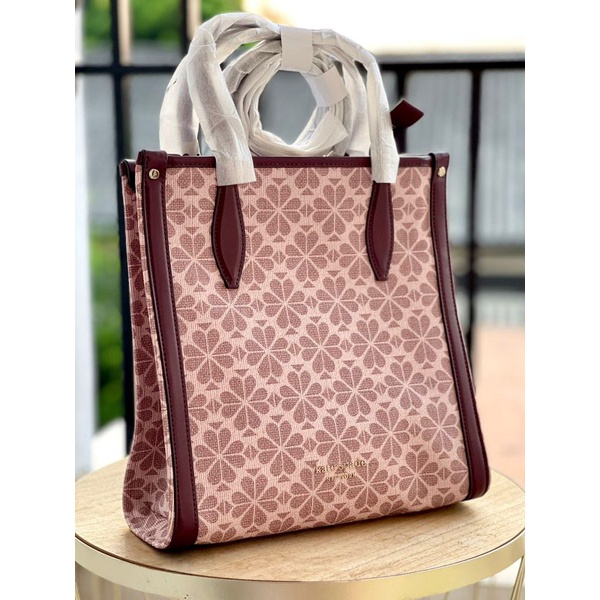 Kate Spade flower coated canvas medium north south tote - Pink Multi Nwt Dust bag original