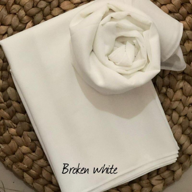 PASHMINA CERUTY BABYDOLL PREMIUM JAHIT TEPI Hijab Jilbab-Broken white