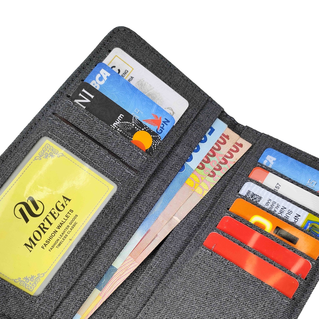 Dompet Mortega Kanfas Panjang Unisex Premium Wallet - Dompet Lipat Mortega