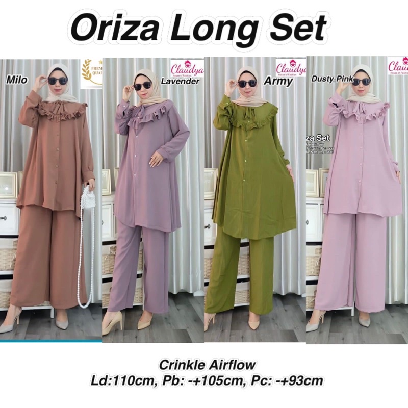 Oriza Set Crinkle airflow Long standar Ld 110 / Setelan long tunik standar oriza set / setelan polos