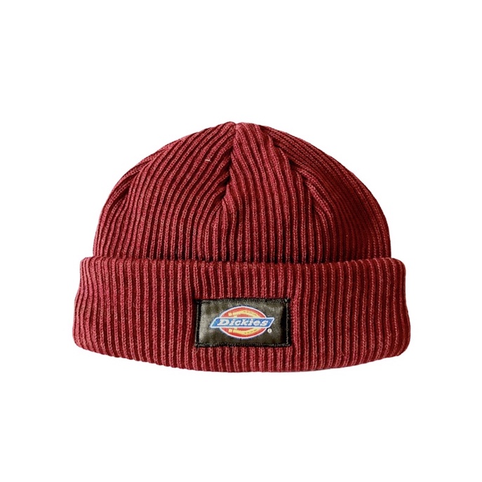 topi kupluk rajut beanie hat skate series Dickies premium original warna maroon vintage dickies ori