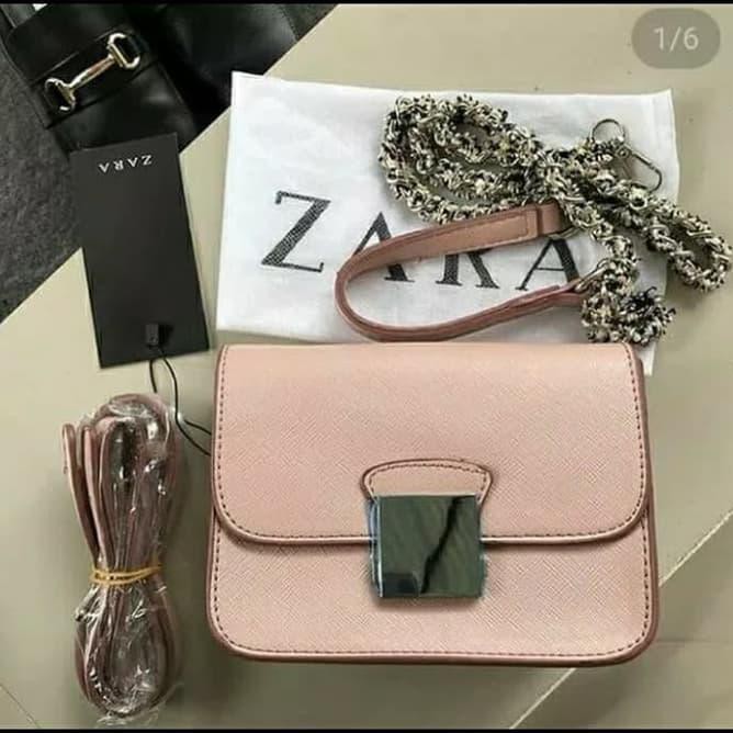 X2Vu Tas Wanita Zara Pink Floral Ori Import.Tas Selempang,Harga Distribut - Biru Muda Xalc