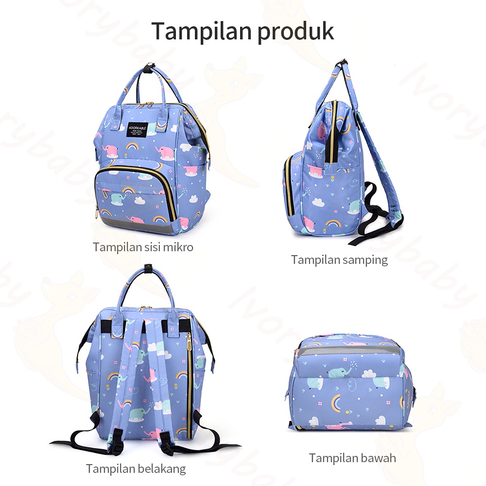 Ivorybaby Tas ransel bayi multifungsi tas perlengkapan bayi diaper bag