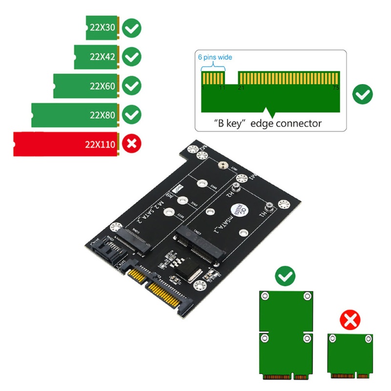 Btsg 114x100mm SATA3 Adapter Board All in One Untuk M.2 &amp; mSATA SSD Ke Adaptor Mudah Terhubung Tidak Memerlukan Driver Software