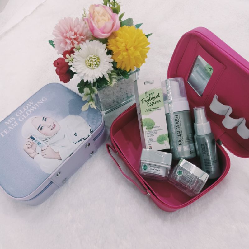 MS Glow Paket whitening luminous + Deep treatment Essence free pouch sesuai gambar