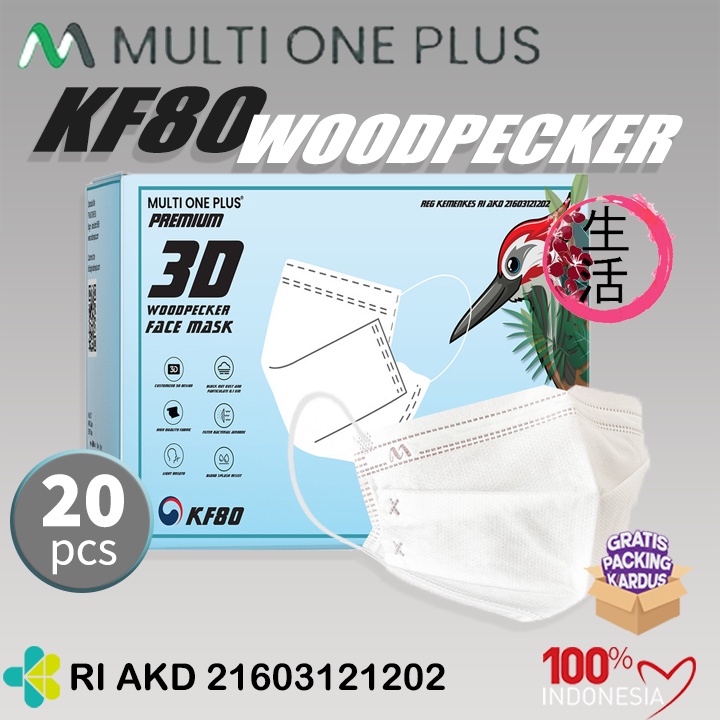Masker Multi One Plus 3ply KF80 / Woodpecker isi 20
