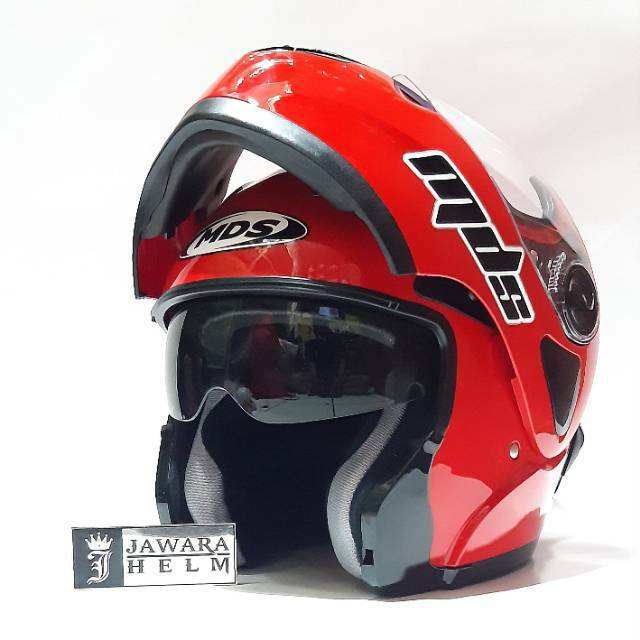 HELM MDS PRO RIDER SOLID RED MERAH CABE