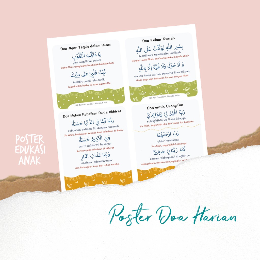 Poster Doa Harian Media Edukasi untuk Anak Bayi Balita Belajar Doa Sehari-hari