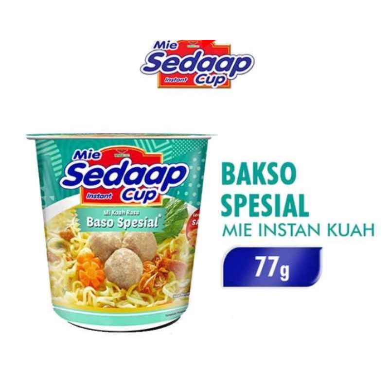 

Sedaap Mie Instan Cup Rasa Bakso Spesial 77Gr