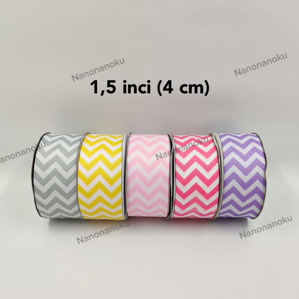 Pita Grossgrain Motif Zigzag 1 inch (2,5 cm) - 1,5&quot; (4cm) - 2&quot; (5cm) - 3&quot; (7,5cm)