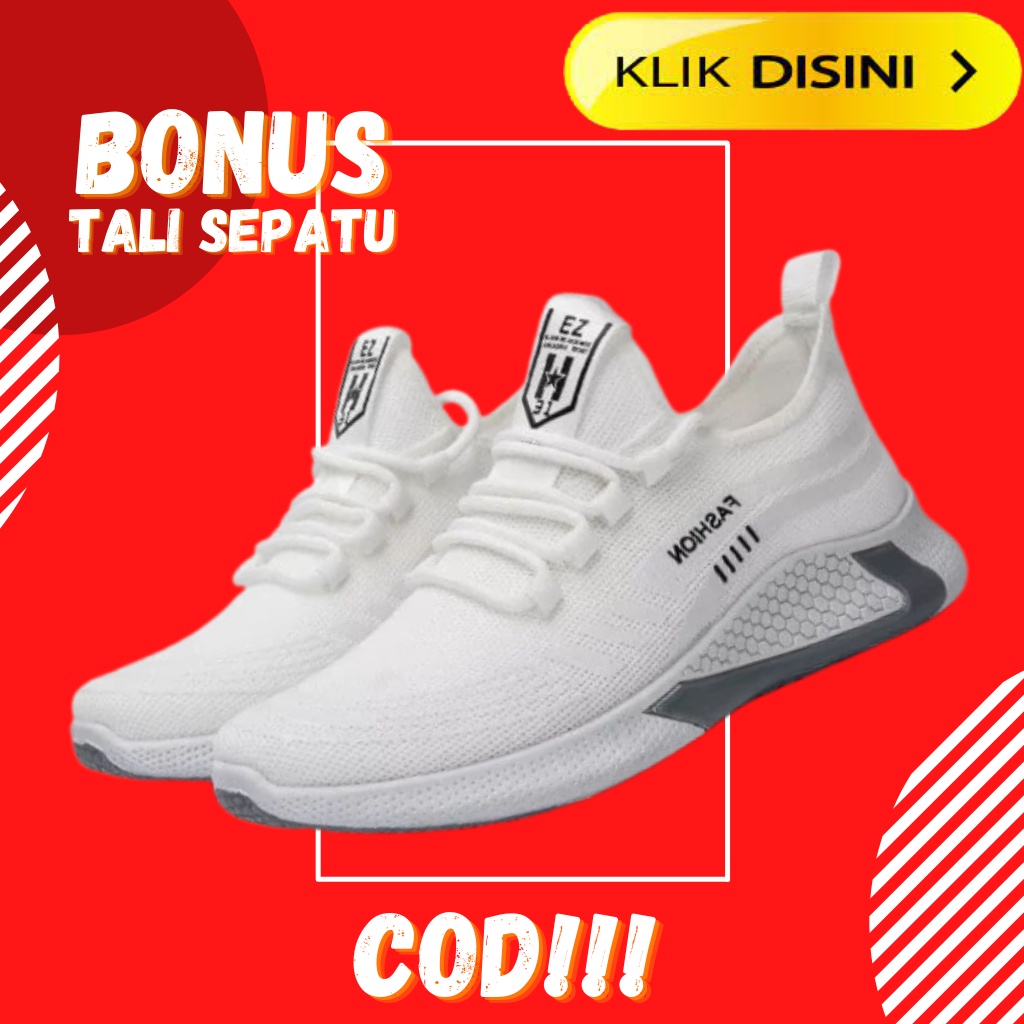 Sepatu Snekaers Kets Sepatu Sport Putih Pria