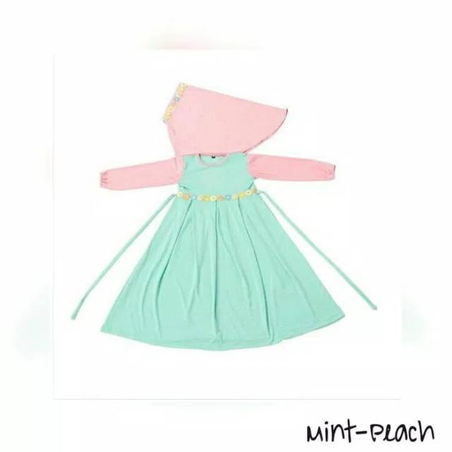 Stelan Baju gamis Syari anak Perempuan  Baju Ngaji Lucu Paud usia 1 sd 10th