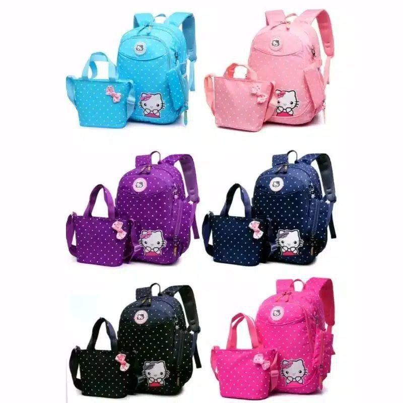(COD)Ransel Polkadot Lucu 3in1/ Tas Anak Sekolah
