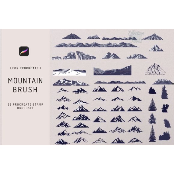 Procreate Brush - 56 Procreate Mountain Stamp Brush Graphic