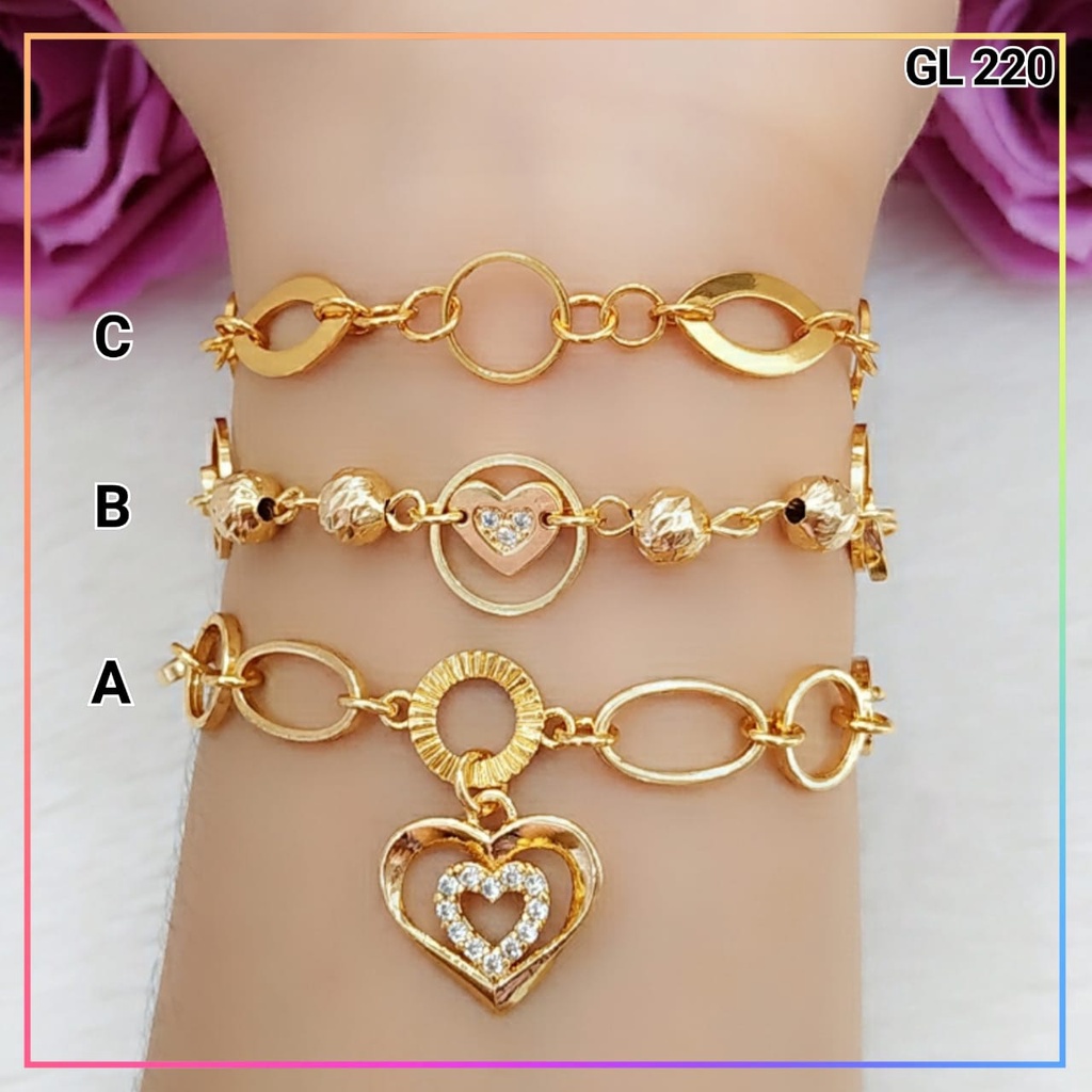 Gelang xuping gelang dewasa/remaja rantai jurai love merica perhiasan lapis emas gold GL 220