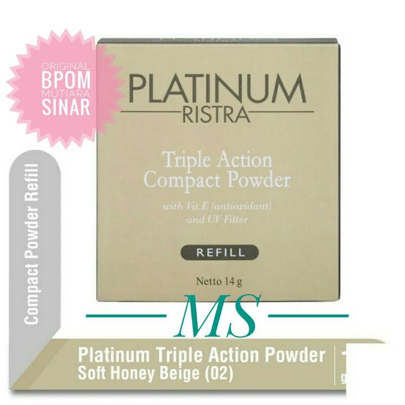 Ristra Platinum Triple Action Compact Powder Refill No.2 Soft Honey Beige