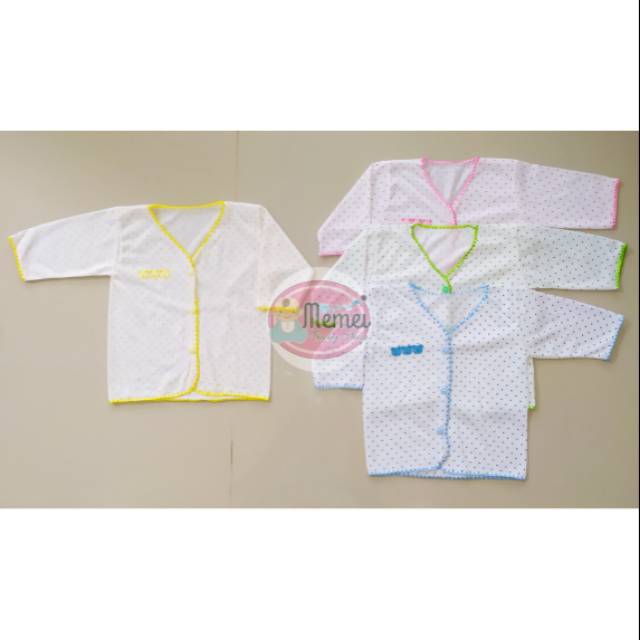 1 LUSIN (12 pcs) Baju bayi panjang POLKADOT halus lembut