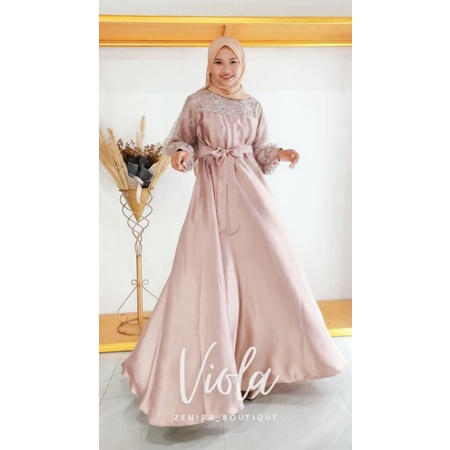 VIOLA GAUN tulle bordir payet / baju pesta remaja lengan balon / prewedding / wisuda / gamis kondangan / couple / tersedia ukuran kecil hingga jumbo