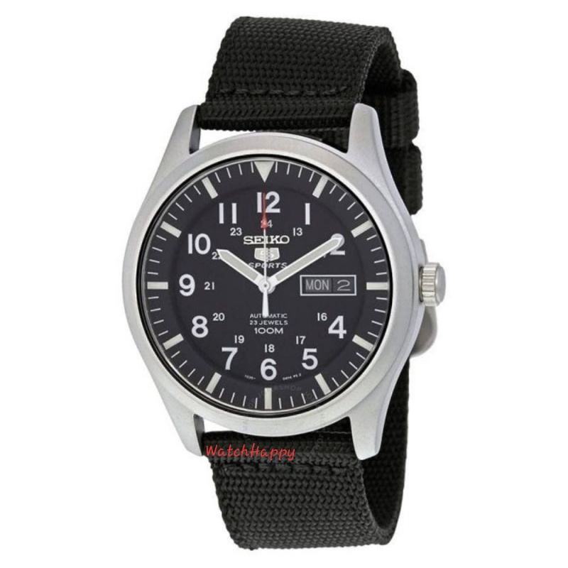 WatchHappy Seiko SNZG15K1 Black Dial Automatic Stainless Steel Case SNZG15 Nylon Strap 100%Original