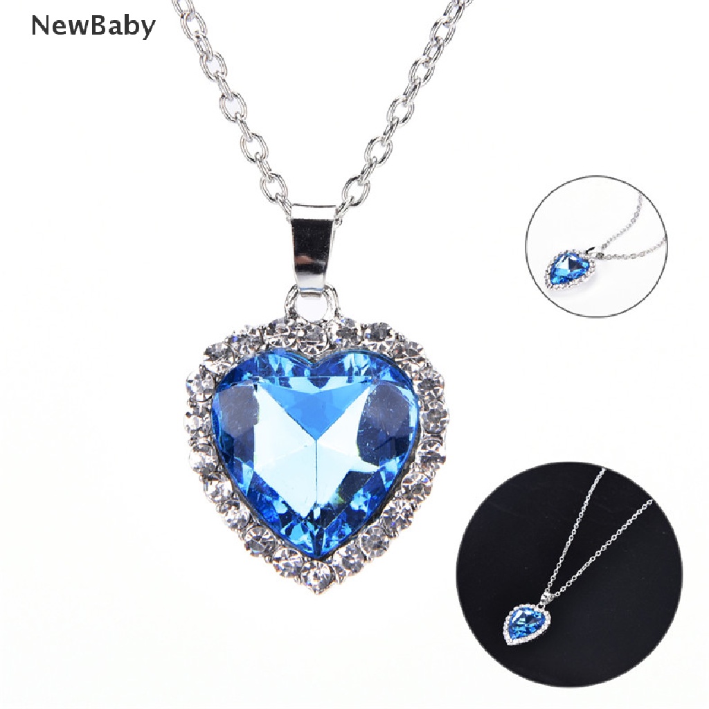 Kalung Rantai Dengan Liontin Hati Hias Kristal Berlian Imitasi Untuk Wanita