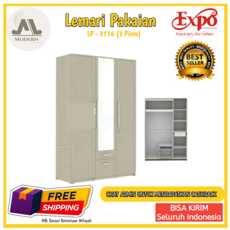 TERMURAH Lemari Pakaian expo Terbaru LP - 3116 3 pintu