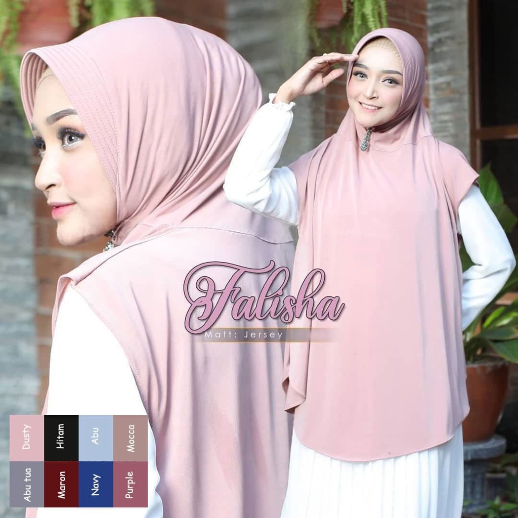 Khimar Bergo Syari Falisha Jumbo Kerudung Tangan Panjang / Jilbab Instan-5