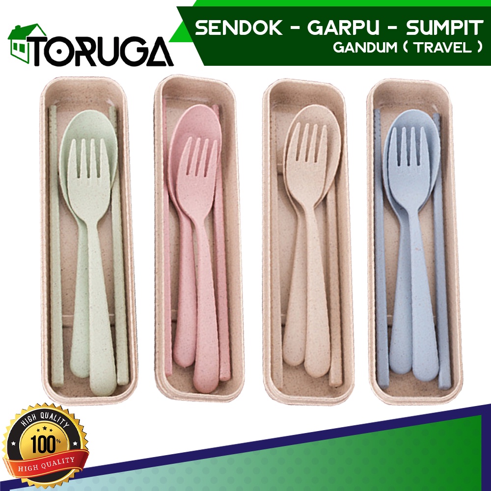 Set Alat Makan Cutlery Portable Praktis Ramah Lingkungan Plastik Warna Pastel Lucu Praktis